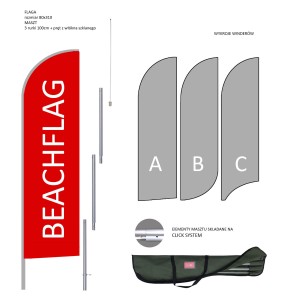 Beachflag Euro, flaga 80x310 cm z masztem średnicy 28 mm