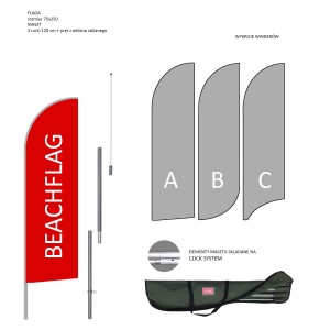 Beachflag Euro, flaga 75x250 cm z masztem średnicy 28 mm