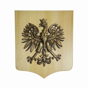 Godło orzeł 21x23 cm odlew na tarczy bukowej jasnej 30x35 cm