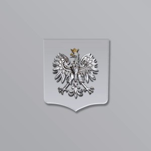Orzeł srebrny 21x23 cm na tarczy PLEXI przezroczystej 30x35 cm