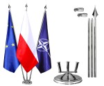 STOJAK FLAGOWY "STRASBURG" SREBRNY POTRÓJNY   