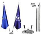 STOJAK FLAGOWY "STRASBURG" SREBRNY PODWÓJNY