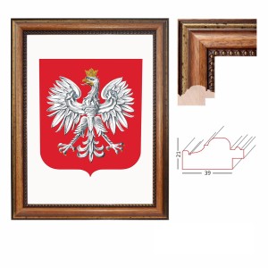Godło RP Rama bukowa z ćwiekami 21x39 mm (3 rozmiary brązowe)