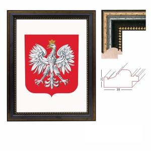 Godło RP Rama bukowa z ćwiekami 21x39 mm (3 rozmiary czarne)