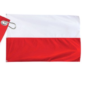 Flaga Polski 160x100 cm zszywana na maszt - karabinki INOX 5x50 mm
