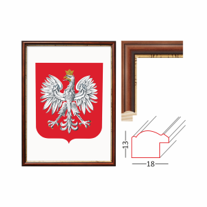 Godło Polski 30x40 cm  Rama sosnowa 13x18 mm