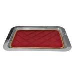 Taca ozdobna ze stali nierdzewnej - bordowa wyściółka