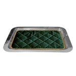 Taca ozdobna ze stali nierdzewnej - zielona wyściółka
