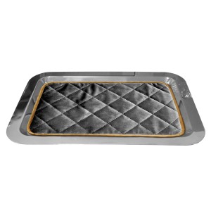 Taca ozdobna ze stali nierdzewnej - szara wyściółka