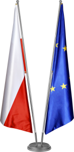 STOJAK SĄDOWY STANDARD SILVER Z FLAGAMI SATYNOWYMI