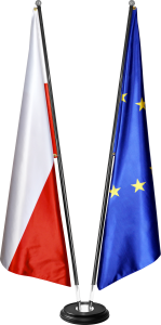 STOJAK SĄDOWY STANDARD BLACK Z FLAGAMI SATYNOWYMI